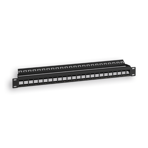 PANEL RAQUITED 19'' P/ 24 RJ45 C/ GUIA NEGRO1U