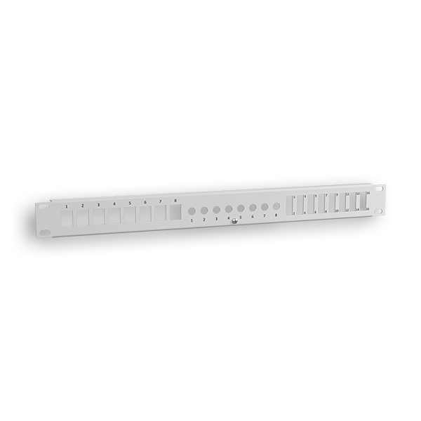 PANEL RAQUITED 19'' P/8RJ45 + 8F/F + 8FO GRIS 1U