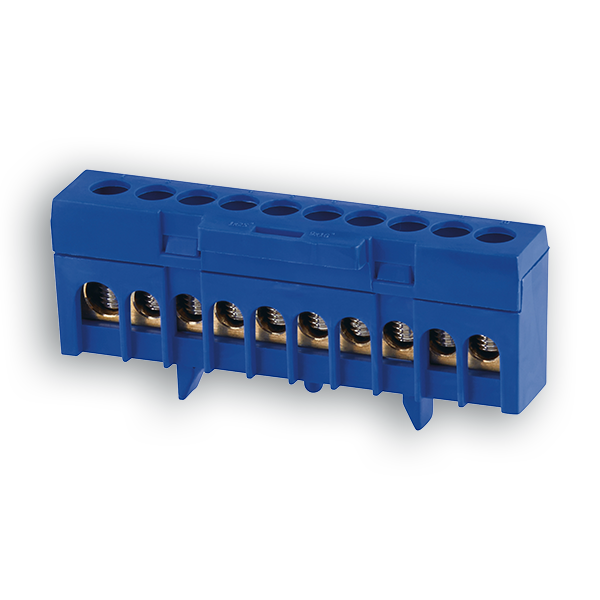 INSULATED NEUTRAL BUSBAR 10 CONNECTION BLUE